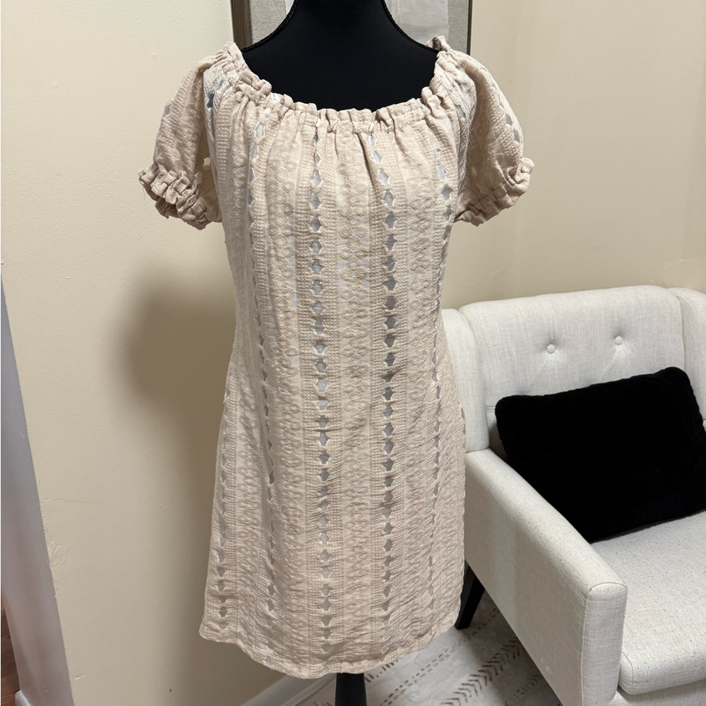 Elegant Cream Off-Shoulder Dress
